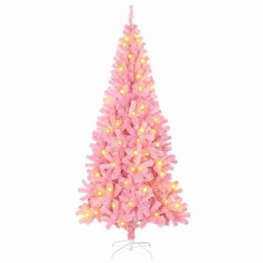 Árvore de Natal - Pinheiro de Natal com 300 LEDs com suporte Rosa 180 cm PVC