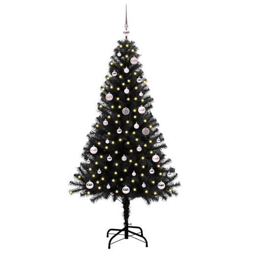 Árvore de Natal - Pinheiro de Natal com 150 LEDs com suporte Preto 150 cm PVC