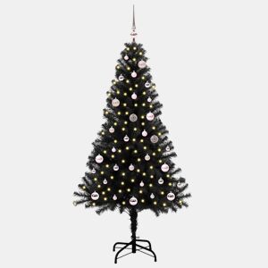 Árvore de Natal - Pinheiro de Natal com 150 LEDs com suporte Preto 150 cm PVC