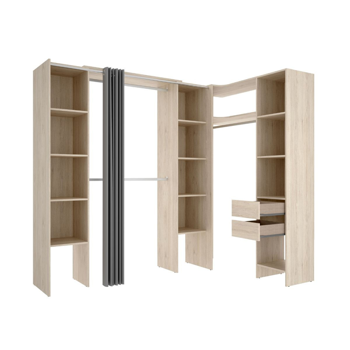 Armario vestidor Suit reversible  cajones +  barras +  columnas 164 Madera
