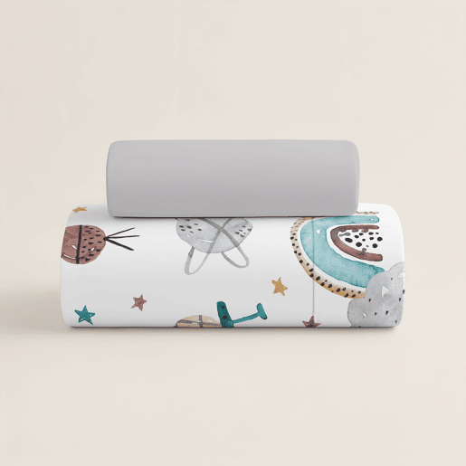 NATURALS - Capa de edredão estampada infantil Cama 105 - Algodão extra macio - Inclui 1 fronha - ROCKET