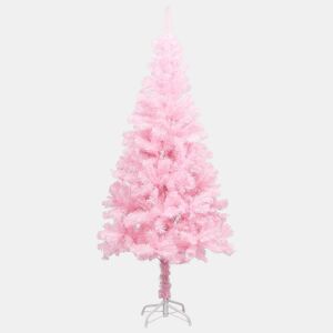 Árvore Natal artificial pré-iluminada c bolas PVC rosa