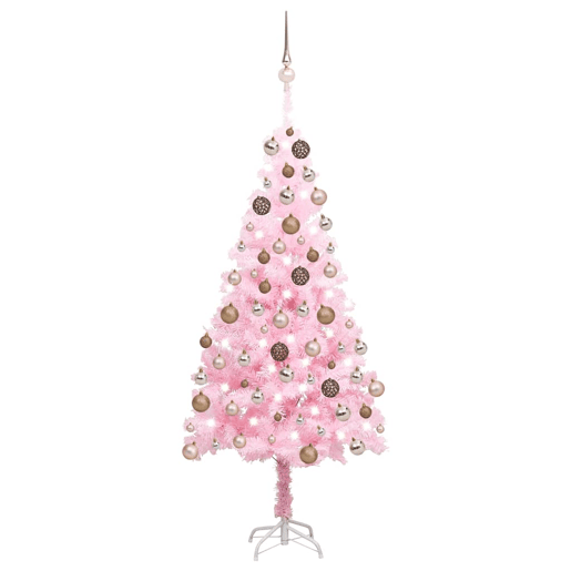 Árvore Natal artificial pré-iluminada c bolas PVC rosa Árvore Natal artificial pré-iluminada c bolas PVC rosa