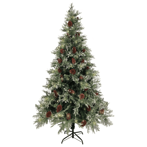 Árvore Natal pré-iluminada c pinhas 195 cm PVCPE verdebranco
