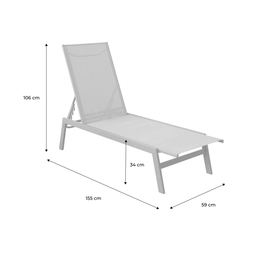 Transat de aço multi posições, set de 2, Flora, Laranja, 155x59x106 cm
