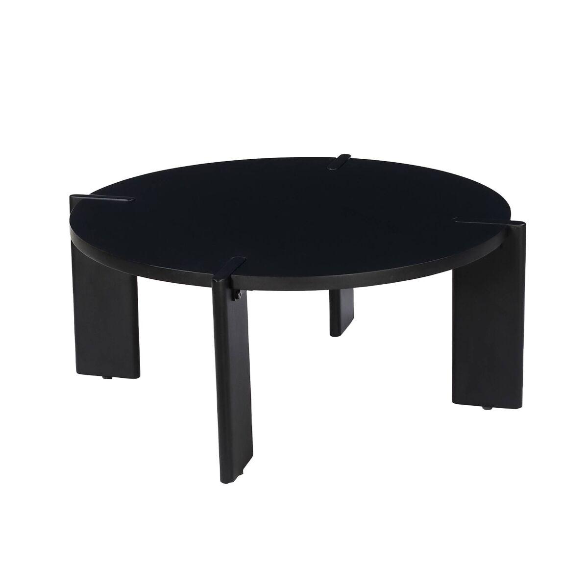 Mesa de centro exótica redonda de madera maciza, reva, negro, 80x80x36 cm