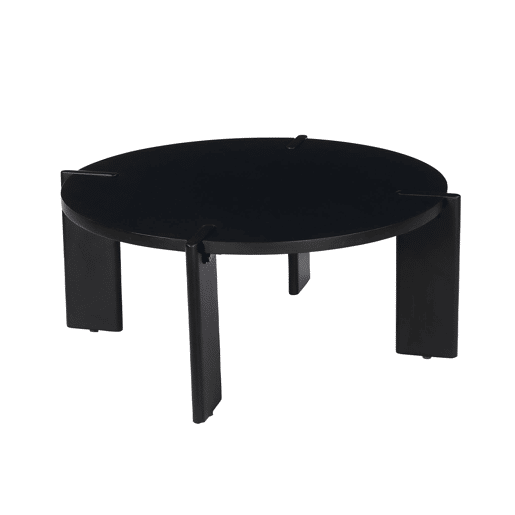 Mesa de centro exótica redonda de madeira maciça, Reva, Preto, 80x80x36 cm