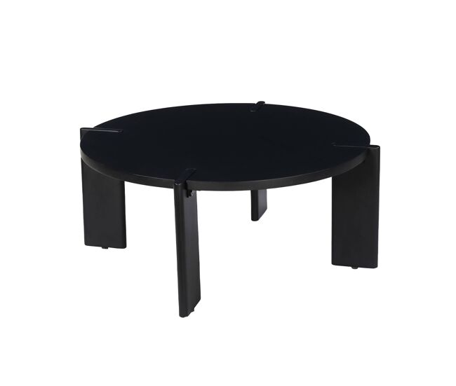 Mesa de centro exótica redonda de madera maciza, reva, negro, 80x80x36 cm