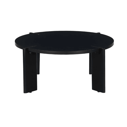Mesa de centro exótica redonda de madeira maciça, Reva, Preto, 80x80x36 cm