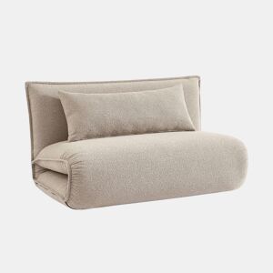 Sofá-cama conversível boucle texturado, 2 lugares, Fleeep, Beige, 200x120x66 cm