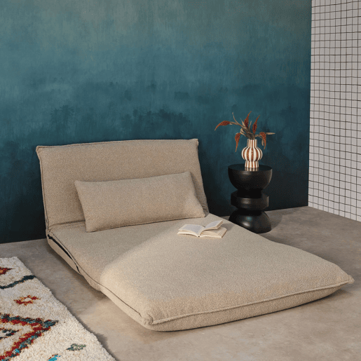 Sofá-cama conversível boucle texturado, 2 lugares, Fleeep, Beige, 200x120x66 cm