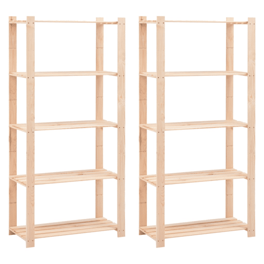 Conjunto de 2 prateleiras para armários de 5 níveis 80 x 38 x 170 cm 250 kg bege 02_0045735
