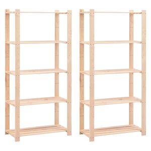 Conjunto de 2 prateleiras para armários de 5 níveis 80 x 38 x 170 cm 250 kg bege 02_0045735