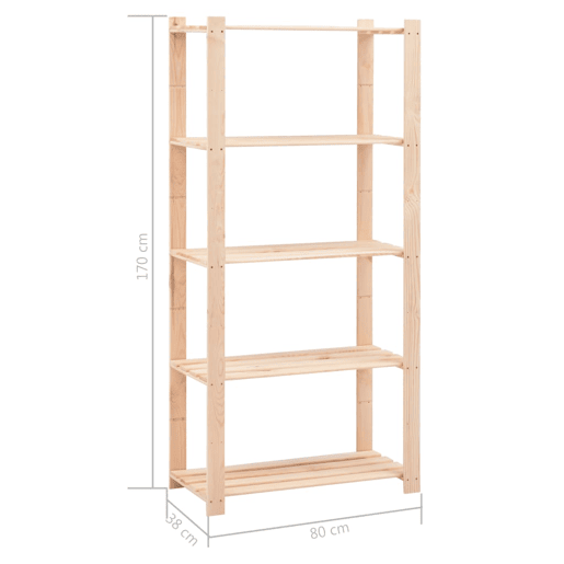 Conjunto de 2 prateleiras para armários de 5 níveis 80 x 38 x 170 cm 250 kg bege 02_0045735