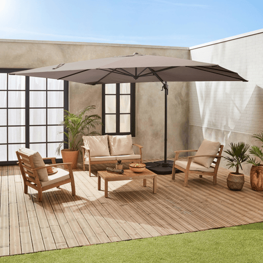 3x4m guarda-sol retangular, Antibes, Taupe, 284x376x255 cm 3x4m guarda-sol retangular, Antibes, Taupe, 284x376x255 cm