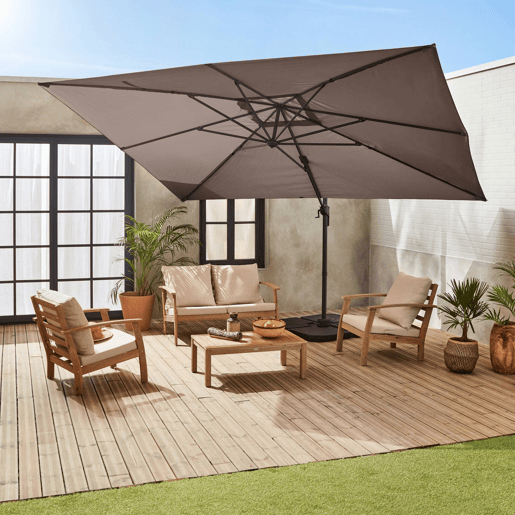 3x4m guarda-sol retangular, Antibes, Taupe, 284x376x255 cm 3x4m guarda-sol retangular, Antibes, Taupe, 284x376x255 cm