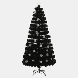 Árvore de Natal - Pinheiro de Natal com flocos de neve LED 150 cm fibra ótica preto