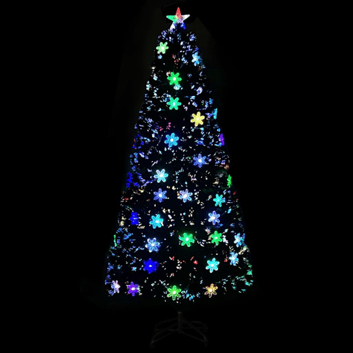 Árvore de Natal - Pinheiro de Natal com flocos de neve LED 150 cm fibra ótica preto