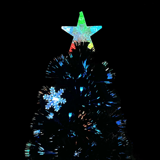 Árvore de Natal - Pinheiro de Natal com flocos de neve LED 150 cm fibra ótica preto