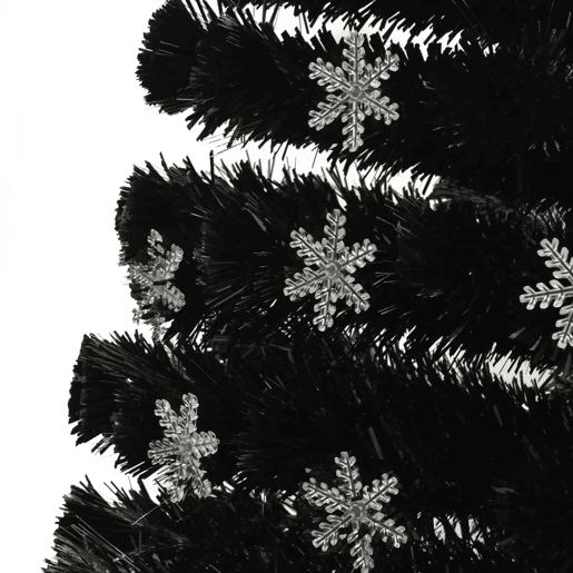 Árvore de Natal - Pinheiro de Natal com flocos de neve LED 150 cm fibra ótica preto