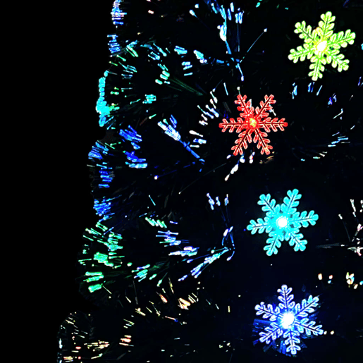 Árvore de Natal - Pinheiro de Natal com flocos de neve LED 150 cm fibra ótica preto