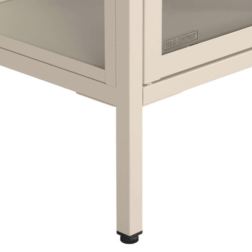 Móvel de TV industrial em metal e vidro com 3 portas, 120cm, Arkansas, Beige, 120x35x55 cm