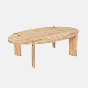 Mesa de centro oval em madeira de manga maciça, Reva, Natural, 120x65x36 cm