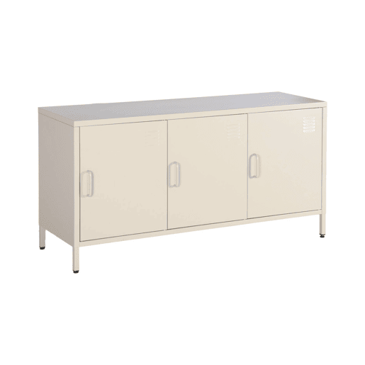 Móvel de TV industrial de metal com 3 portas, 120cm, Alabama, Creme, 120x40x60 cm