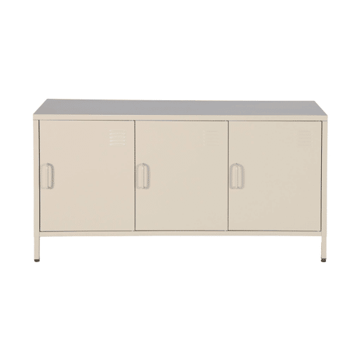 Móvel de TV industrial de metal com 3 portas, 120cm, Alabama, Creme, 120x40x60 cm