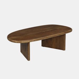 Mesa de centro oval em madeira de mangueira maciça, Shiva, Madeira de nogueira, 120x60x35 cm