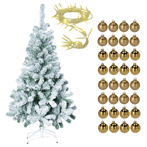 Conjunto de árvore de Natal + guirlanda 80 LEDs + 32 bolas