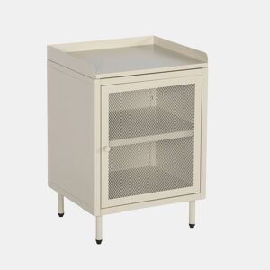 Mesa de cabeceira industrial de metal com 1 porta, Ohio, Creme, 40x35x58 cm