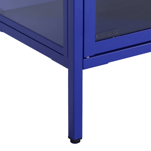 Móvel de TV industrial em metal e vidro com 3 portas, 120cm, Arkansas, Azul, 120x35x55 cm