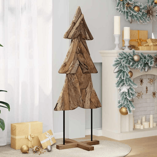 Árvore de Natal - Pinheiro de Natal Castanho 150 cm Madeira de teca maciça