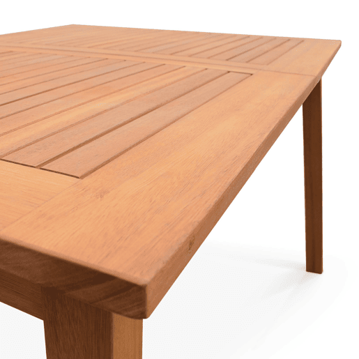 Mesa de jardim extensível em madeira, 8 cadeiras, Almeria, Madeira, 240x100x75 cm