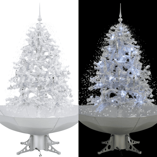 Árvore de Natal c neve base formato guarda-chuva 140 cm branco