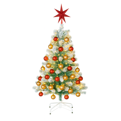 Conjunto de Natal: Árvore + Estrela + Guirlandas 80 LEDs + 38 Bolas