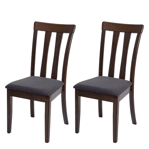Conjunto de 2 cadeiras de jantarcozinha em tecido cinza escuro e madeira maciça marrom escura 04_0002966
