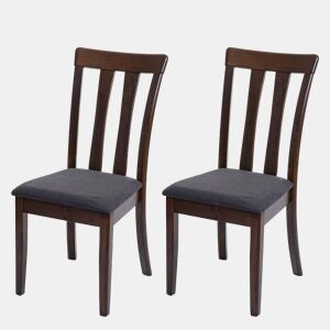 Conjunto de 2 cadeiras de jantarcozinha em tecido cinza escuro e madeira maciça marrom escura 04_0002966