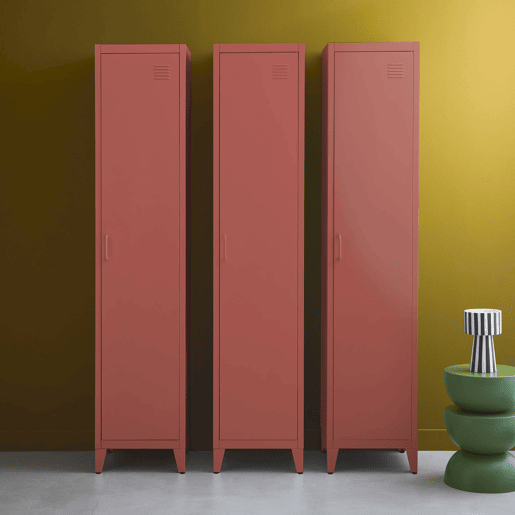 Armário em metal, 4 espaços de armazenamento, set de 3, Soho, Terracota, 38x38x180 cm