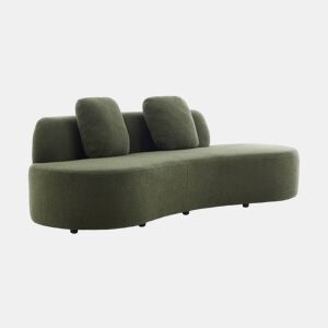 Sofá vírgula orgânico 3 lugares boucle, Wave, Verde caqui, 232x97x68 cm