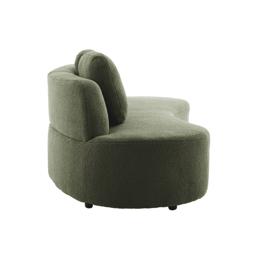 Sofá vírgula orgânico 3 lugares boucle, Wave, Verde caqui, 232x97x68 cm