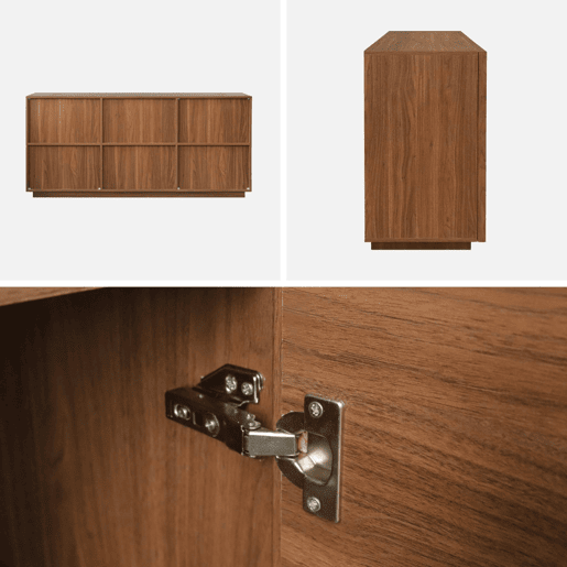 Buffet efeito madeira 3 portas, 160cm, Kuba, Madeira de nogueira, 160x43x75 cm