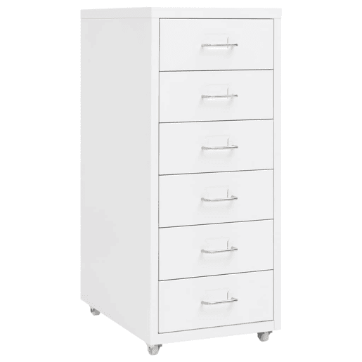 Armário de escritório com gavetas 6 gavetas 28 x 41 x 69 cm metal branco DEC024568