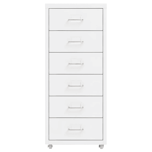 Armário de escritório com gavetas 6 gavetas 28 x 41 x 69 cm metal branco DEC024568