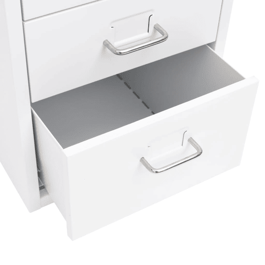 Armário de escritório com gavetas 6 gavetas 28 x 41 x 69 cm metal branco DEC024568