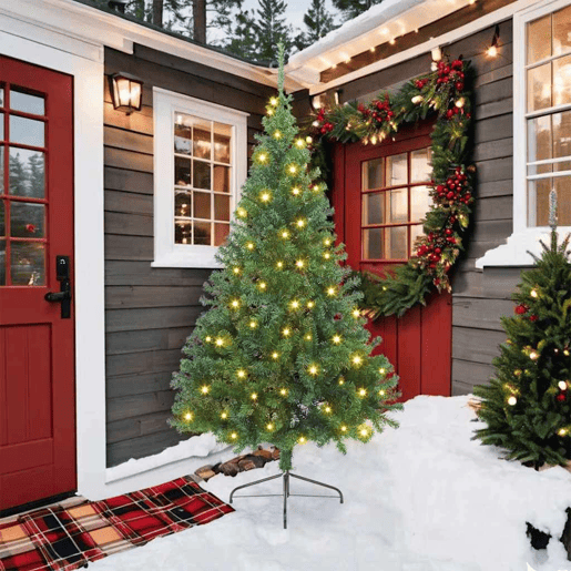 Árvore de Natal Artificial Pré-iluminada Verde 210 cm PVC Árvore de Natal Artificial Pré-iluminada Verde 210 cm PVC