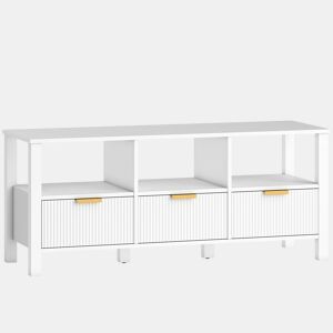 HOMCOM Móvel de TV Moderno Móvel de TV para Sala de Estar com 3 Gavetas e 3 Prateleiras Abertas para Televisores de 43-55 Polegadas 120x39,5x50 cm Branco
