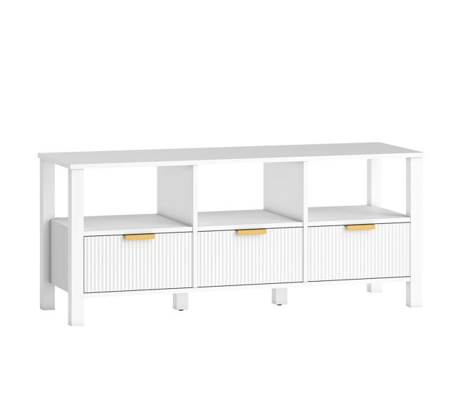 Homcom mueble de tv moderno, mesa tv para salón con 3 cajones y 3 estantes abiertos, para televisión 43-55 pulgadas, 120x39,5x50 cm, blanco
