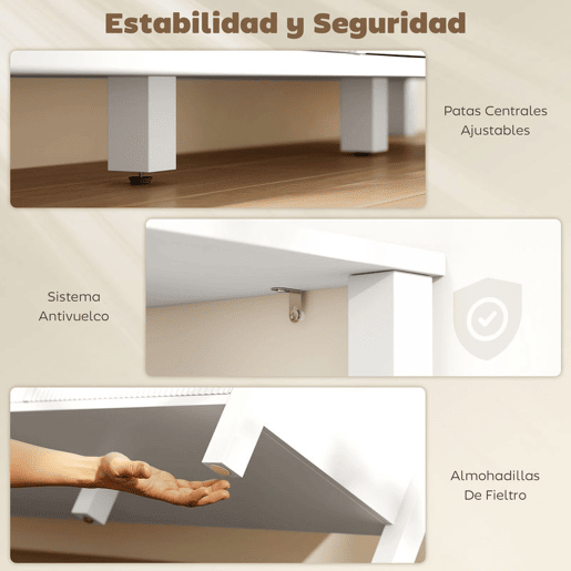 HOMCOM Móvel de TV Moderno Móvel de TV para Sala de Estar com 3 Gavetas e 3 Prateleiras Abertas para Televisores de 43-55 Polegadas 120x39,5x50 cm Branco